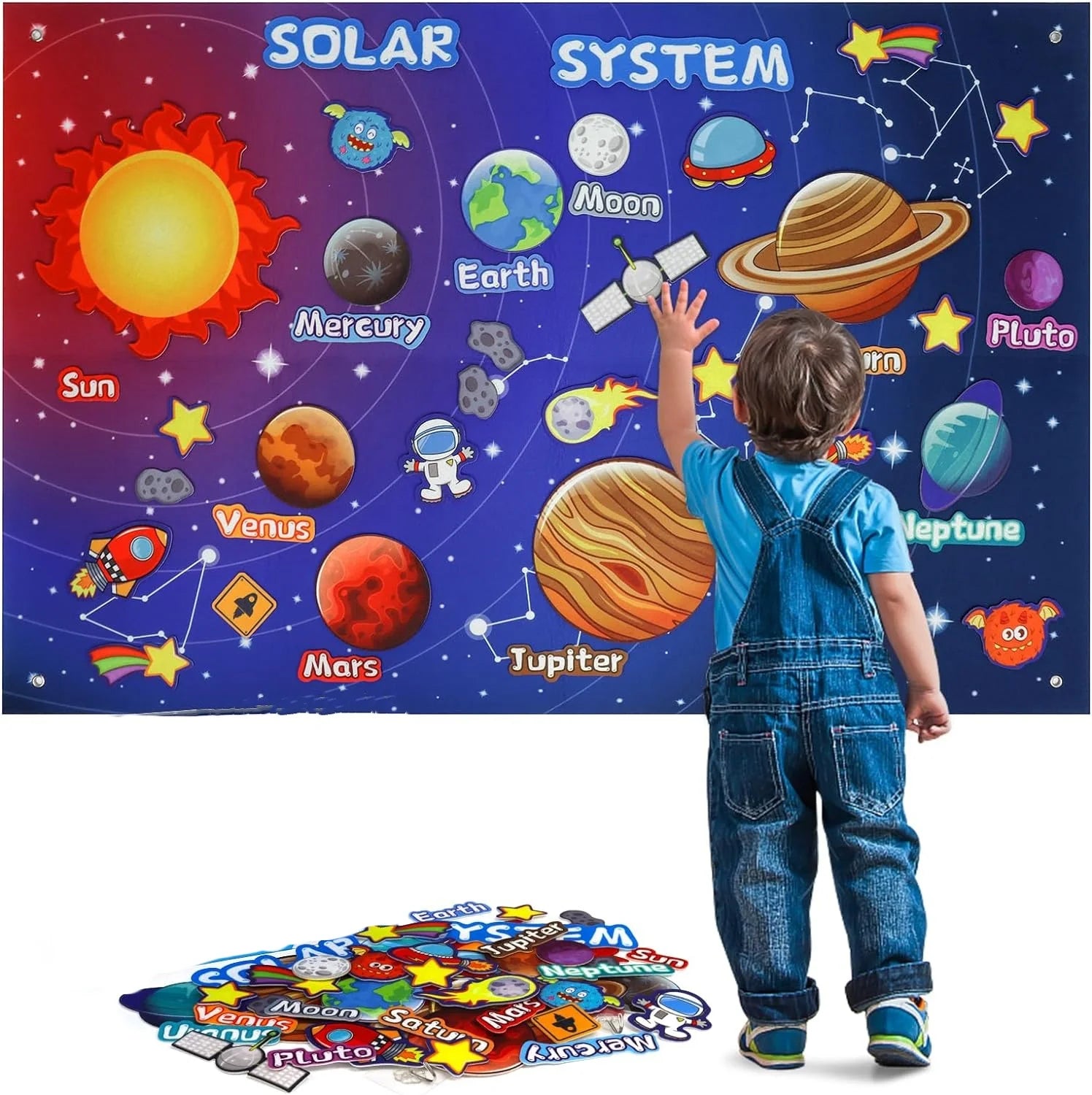 Plateau Montessori système solaire en feutrine – apprentissage des planètes pour enfants – Wardmelstore