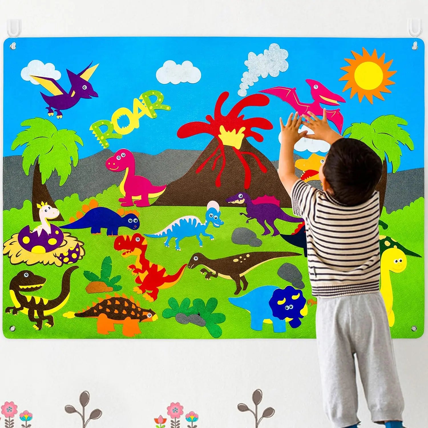 Plateau Montessori dinosaures en feutrine – jeu éducatif préhistoire pour enfants – Wardmelstore