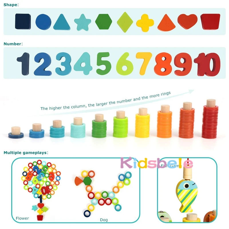 Anneaux colorés pour apprendre à compter selon la méthode Montessori