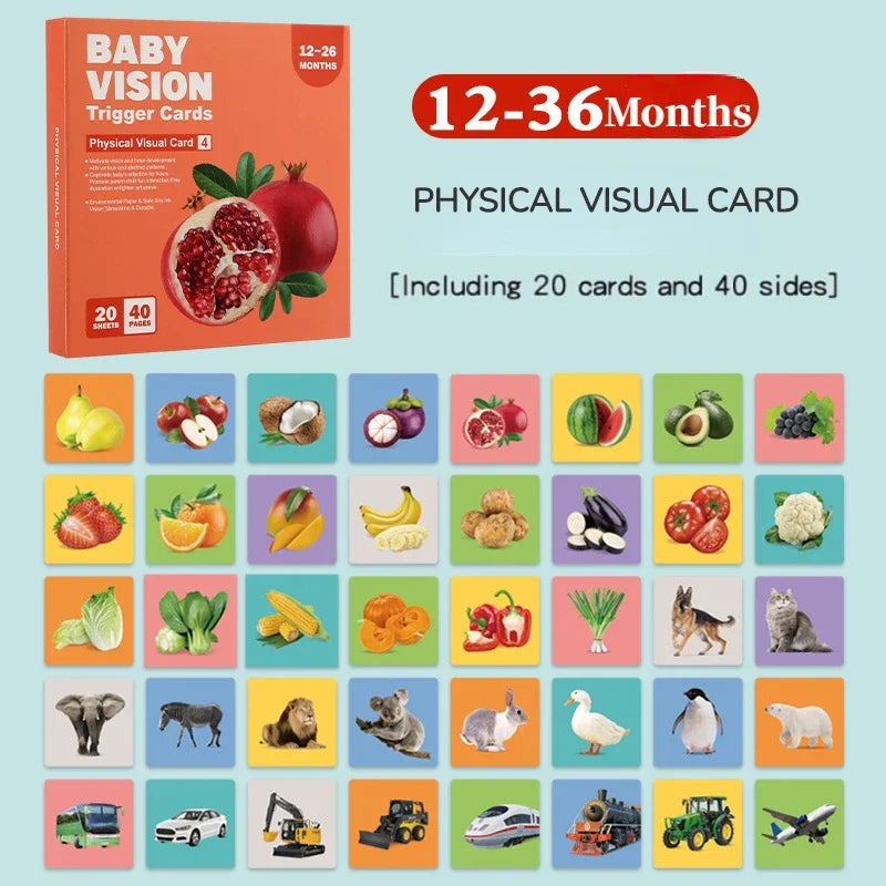 Cartes de stimulation visuelle Montessori couleur pour les 13-36 mois