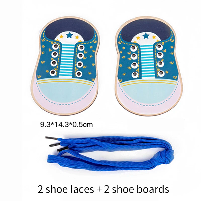 Chaussures éducatives en bois avec lacets pour apprendre à faire ses lacets