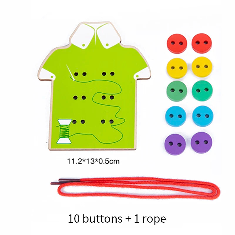 Planche chemise éducative avec boutons colorés pour développer la motricité fine