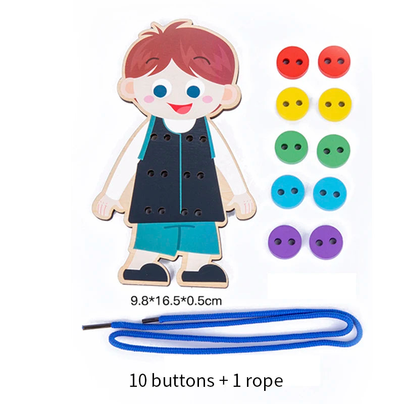 Planche chemise éducative avec boutons colorés pour développer la motricité fine