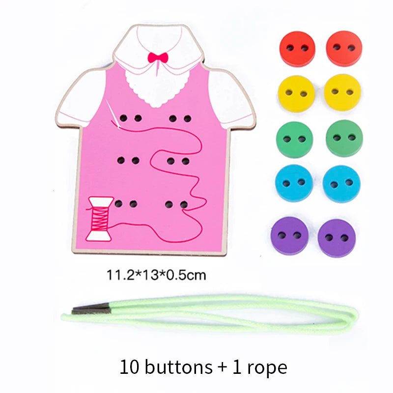 Planche chemise éducative avec boutons colorés pour développer la motricité fine