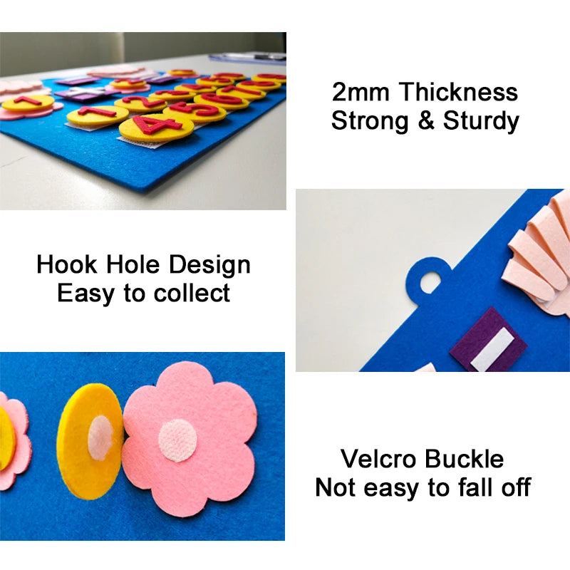 “Kit Montessori de comptage avec planche et chiffres en feutre – activité éducative”
