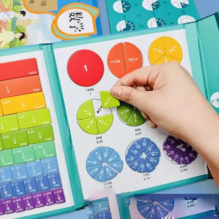 Enfant manipulant les disques magnétiques colorés sur le tableau d'apprentissage