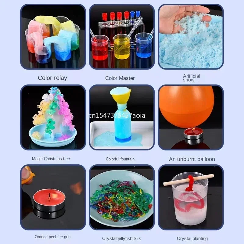 Présentation illustrée des expériences et du contenu du coffret sciences