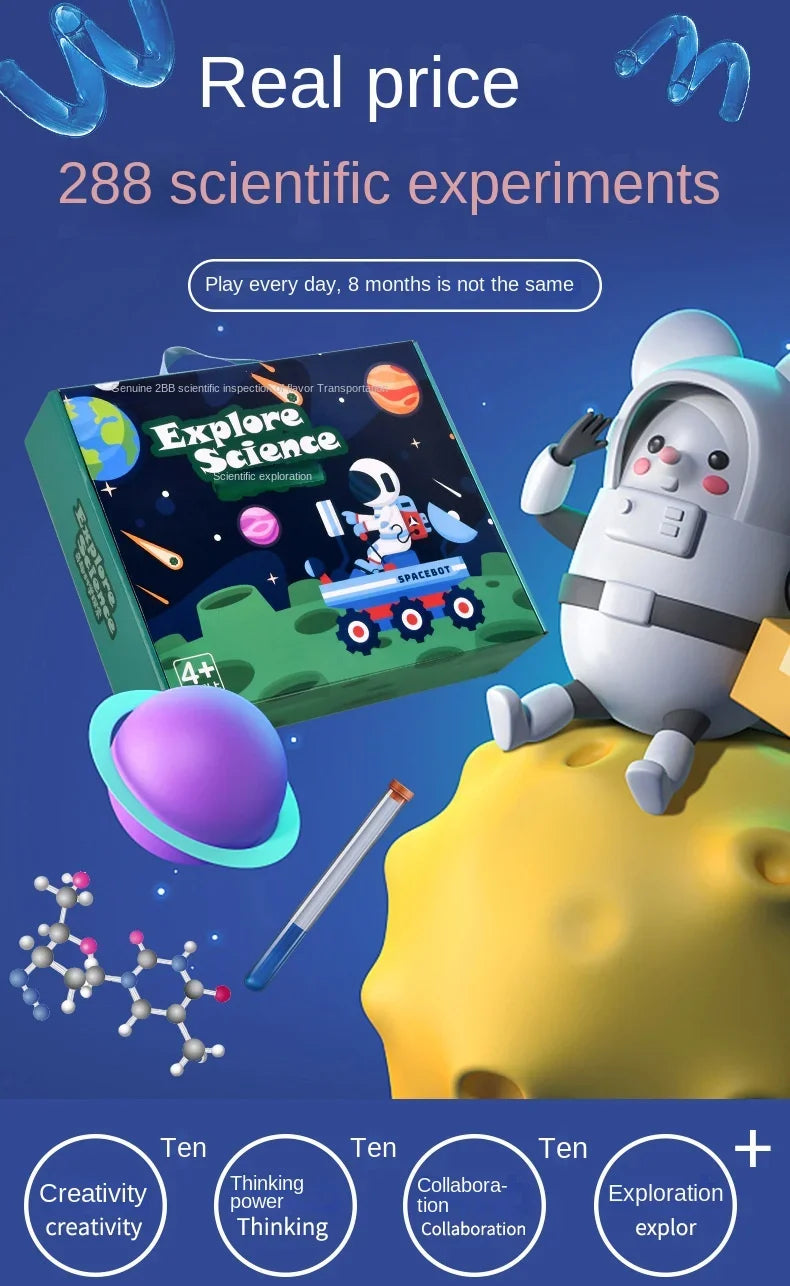 Présentation illustrée des expériences et du contenu du coffret sciences
