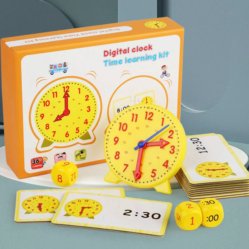 Kit Montessori pour apprendre l’heure avec horloge et cartes