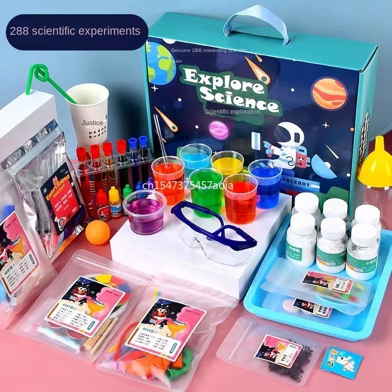 Vue d'ensemble du coffret sciences avec tous les 288 accessoires inclus
