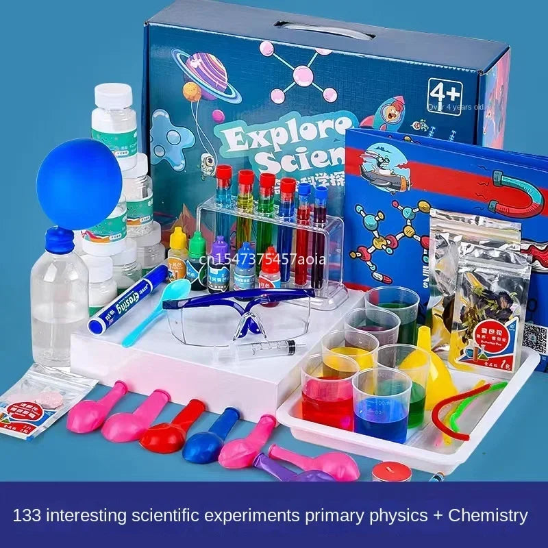 Coffret 133 expériences scientifiques physique et chimie, tranche d'âge 4+