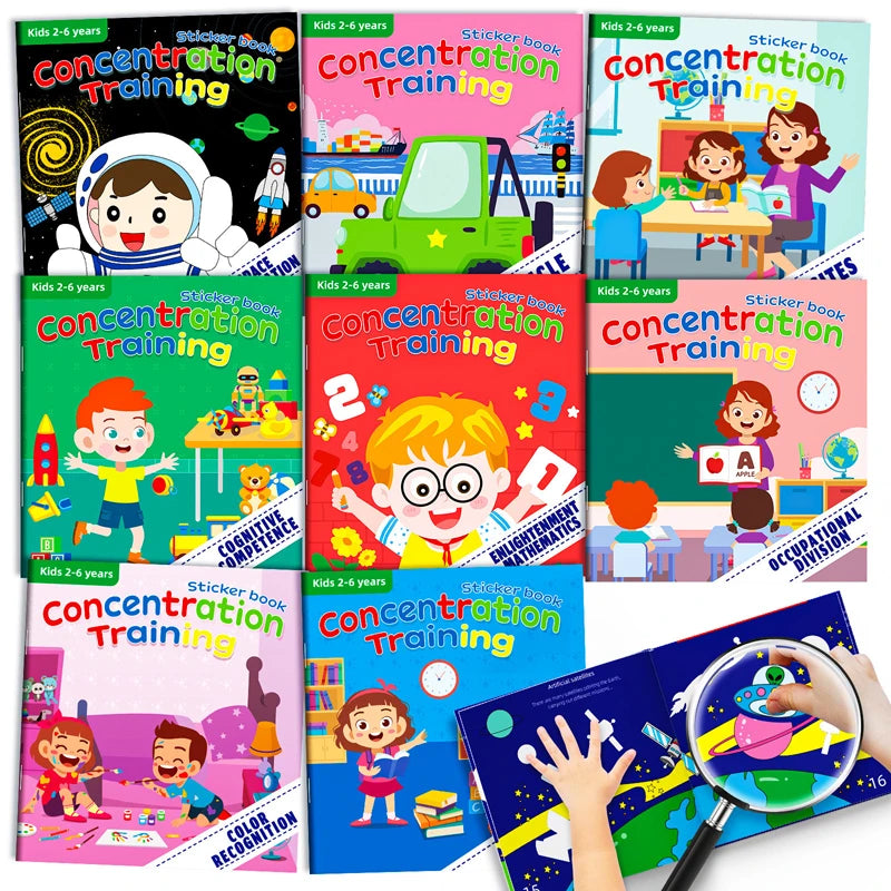 Contenu du livre d’autocollants Montessori – activités variées pour enfants
