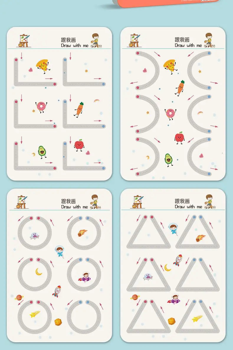Pages de graphisme Montessori pour apprendre les lignes et courbes