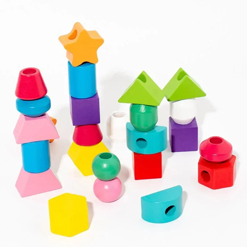 Variante Cubes 4 Colonnes – blocs colorés empilables Montessori bois