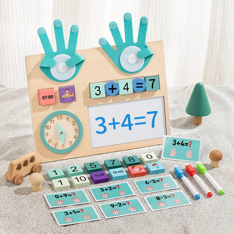 Console de comptage Montessori en bois – apprentissage des chiffres par les doigts