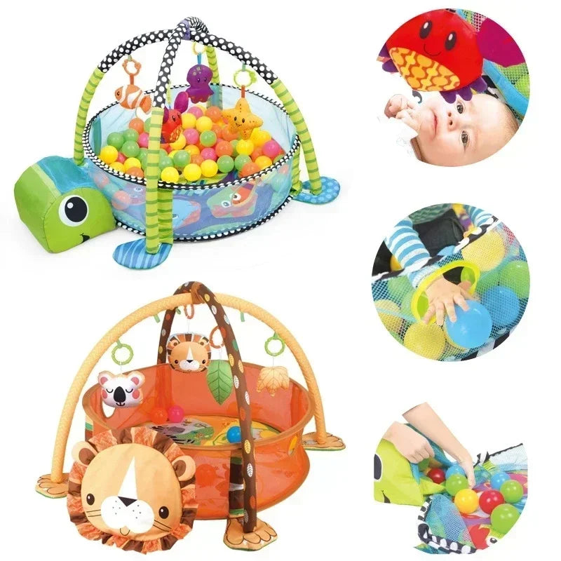 Tapis 3 en 1 tortue bébé – tapis éveil couverture et rampe éducative 0-18 mois