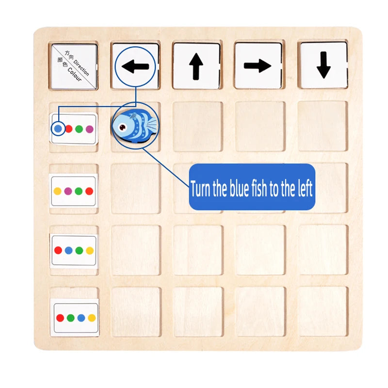 Vue complète du jeu de logique Montessori – plateau bois certifié non toxique