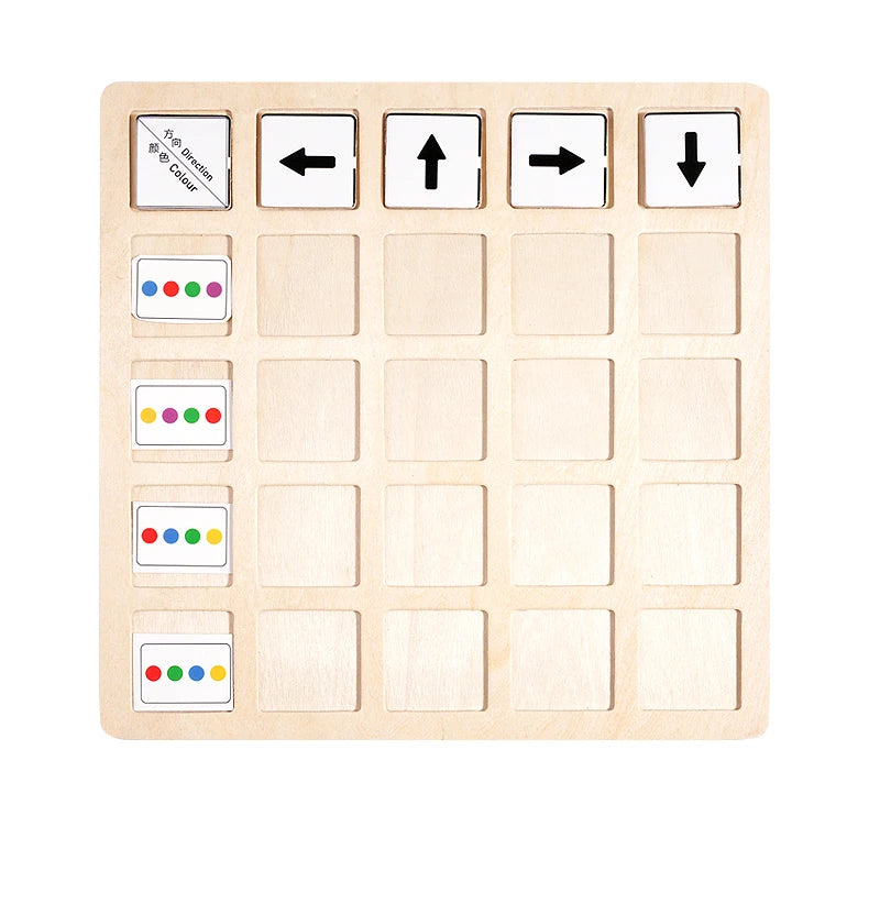 Vue de profil du jeu de logique Montessori – bois massif durable et sécurisé