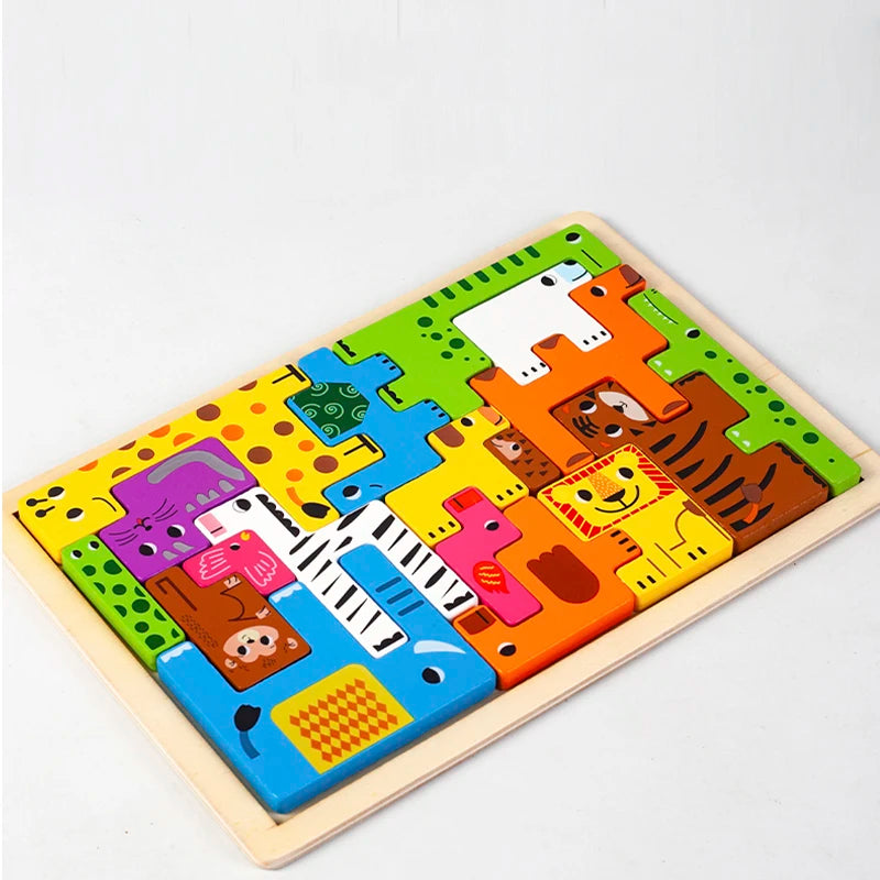 Variante Métiers – puzzle Montessori animaux aux métiers en bois 1-3 ans