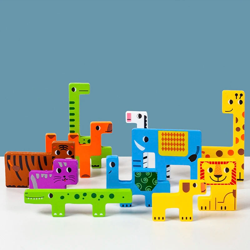 Variante Transports – puzzle Montessori véhicules et animaux pilotes bois