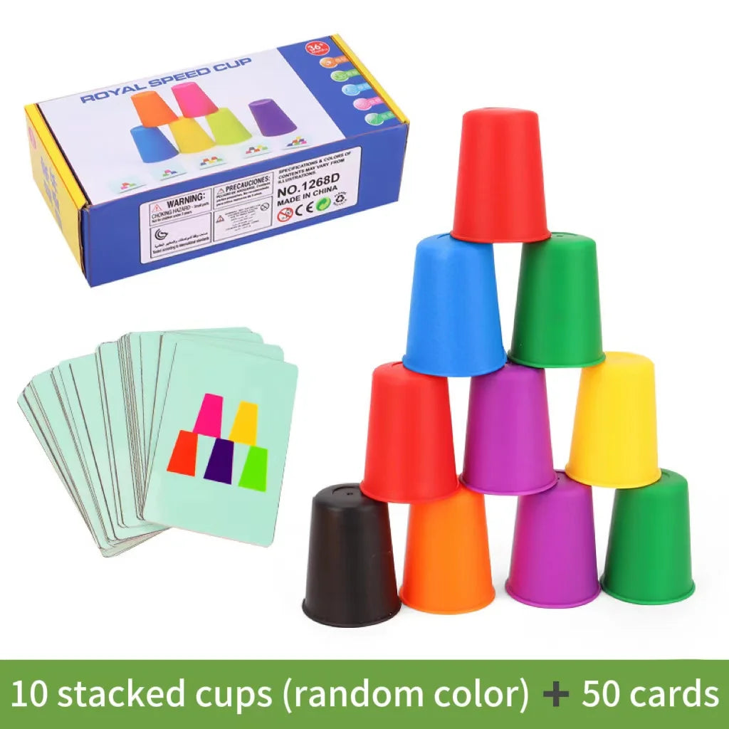 Gobelets Empilables Montessori + Cartes Défi – Grand, Moyen, Petit : Il Comprend Tout | 1-3 ans
