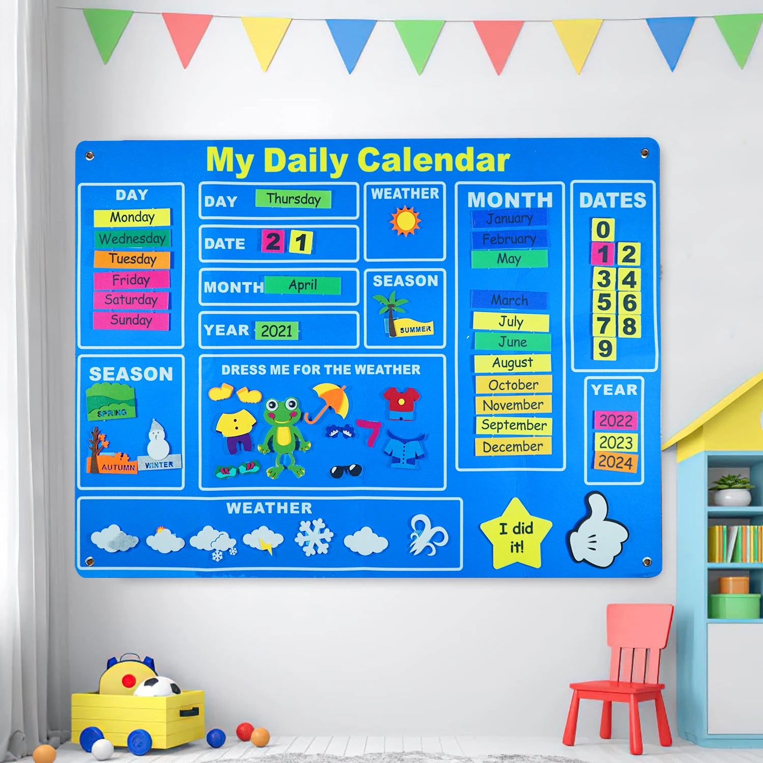 Calendrier Montessori en feutrine – apprentissage des saisons et de la météo pour enfants