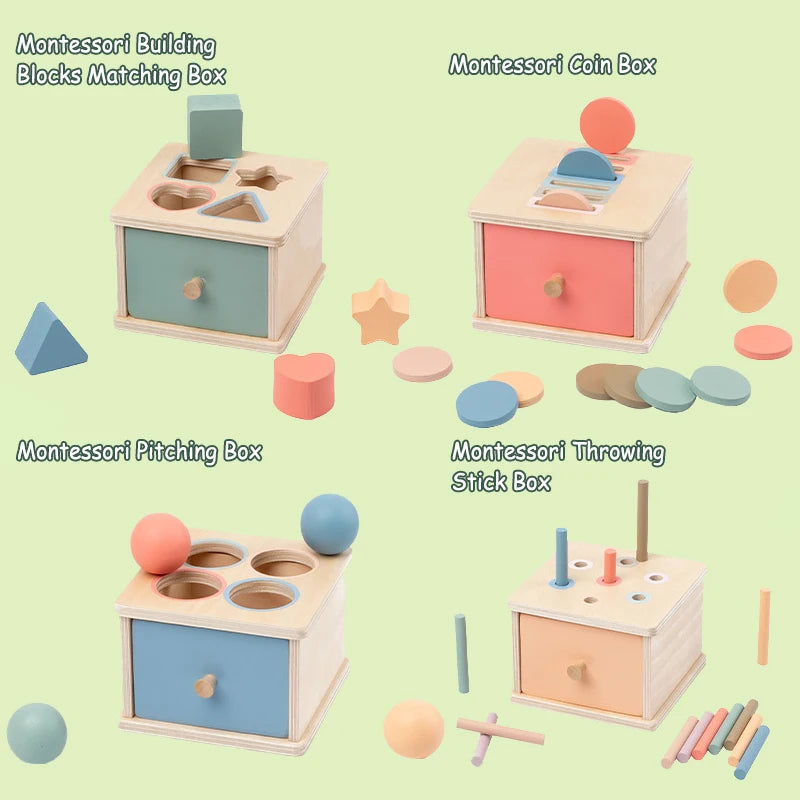 Boîte premium complète Montessori – balle pièce et formes tri couleurs 6-18 mois