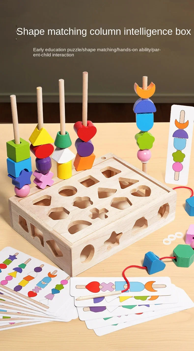 Zoom sur les pièces en bois certifié – jouet Montessori 5 en 1 sécurisé dès 12 mois