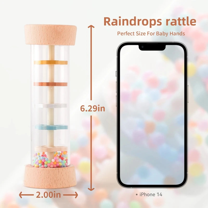 Détail bâton pluie arc-en-ciel – billes colorées son pluie stimulation auditive bébé