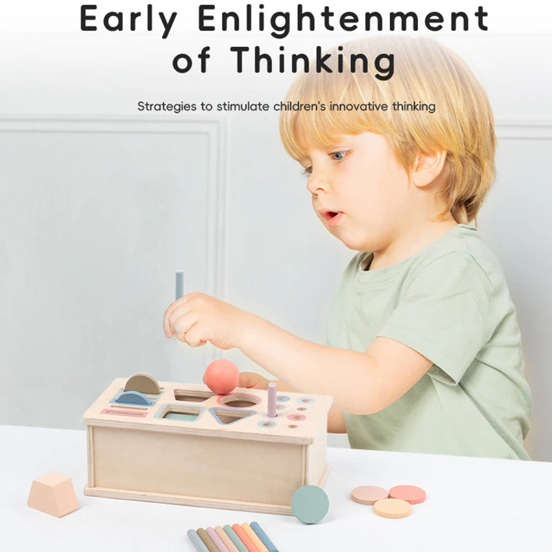Boîte balle simple Montessori bois – insérer retrouver développement cognitif bébé