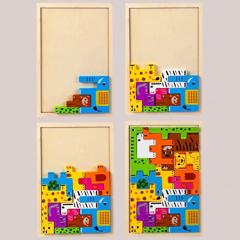 Variante Océan – puzzle Montessori animaux marins conducteurs bois 1-3 ans