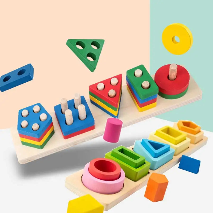 Jeu Montessori en bois – tri des formes et des couleurs pour enfants