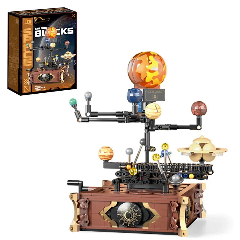 Système solaire 697PCS avec planètes en rotation et soleil lumineux – kit éducatif