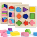 Puzzle géométrique Montessori en bois – formes colorées pour apprentissage