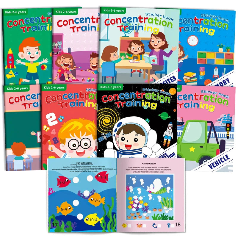 Contenu du livre d’autocollants Montessori – activités variées pour enfants
