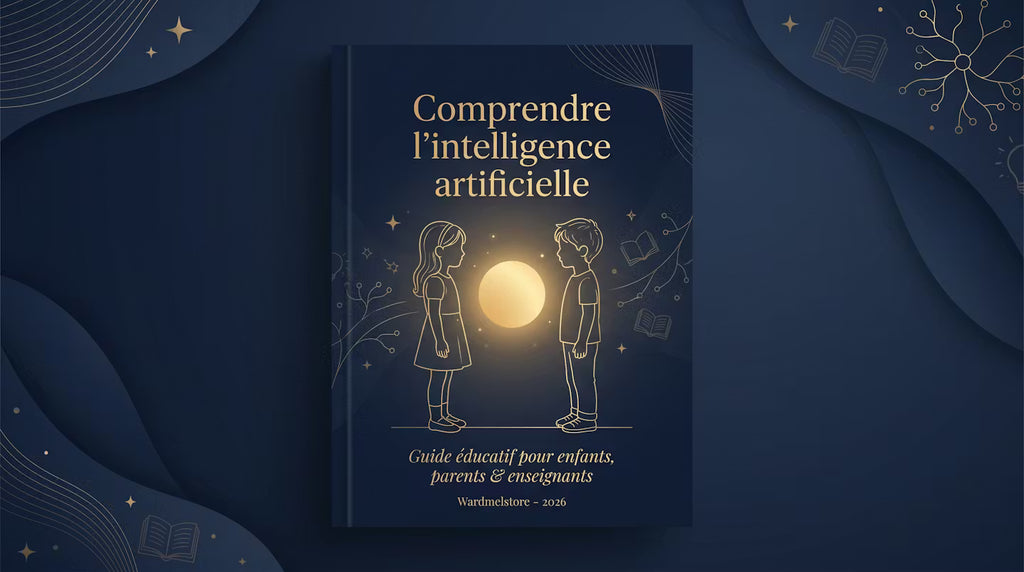 Page de garde intérieure de l’e‑book “Comprendre l’intelligence artificielle” – 59 pages d’activités interactives pour enfants