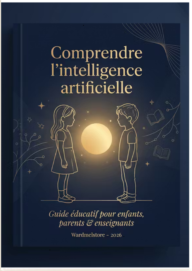 Couverture de l’e‑book “Comprendre l’intelligence artificielle” – guide éducatif pour enfants, parents et enseignants, Wardmelstore 2026.
