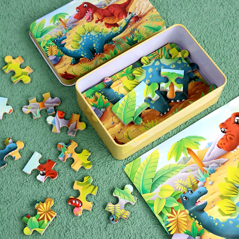 Puzzle éducatif 60 pièces enfant – boîte métal ouverte avec pièces – Wardmelstore