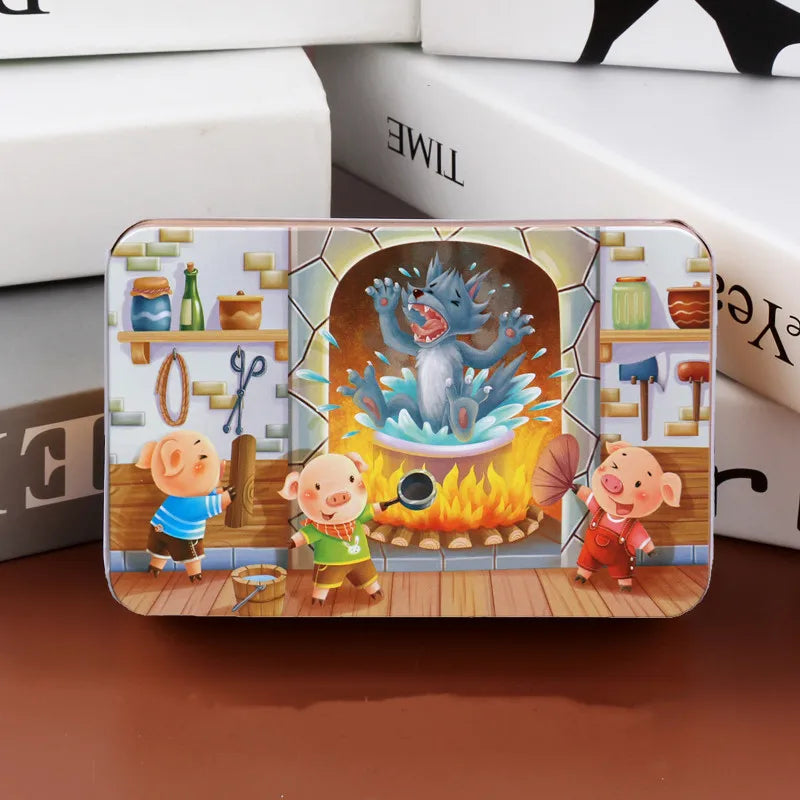 Puzzle éducatif 60 pièces enfant – boîte métal thème petit cochon – Wardmelstore